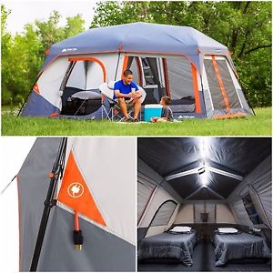 Ozark Trail 10 Person 2 Room Instant Cabin Tent Led Light Poles Camping