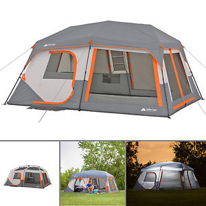 Ozark Trail 10 Person 2 Room Family Camping Instant Cabin Tent + Led Light Poles