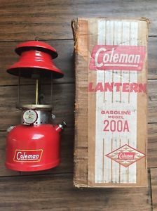 Vintage Coleman Lantern 200A Red With Original Box September 1960 Missing Globe