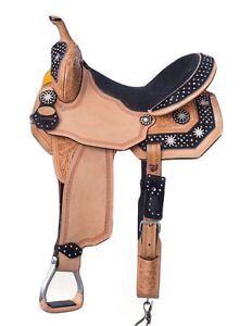 Silver Royal Western Saddle Silver Dots 16" Light Oil Black SR2766