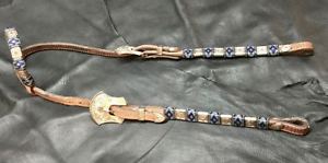 BLUE CRYSTAL HORSE HEADSTALL BY BLACK HORSE LEATHERS