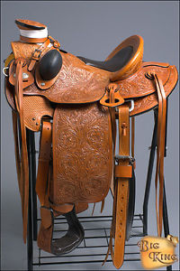 WD005ABG-A HILASON BIG KING WESTERN WADE RANCH ROPING COWBOY TRAIL SADDLE 15"