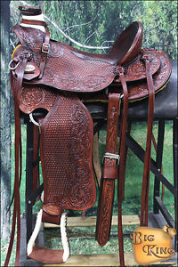 WD076M-A HILASON BIG KING HIGH BACK WESTERN WADE RANCH ROPING COWBOY SADDLE 17"