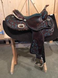 14" Tex Tan Old Sante Fe Barrel Saddle **Turquoise**