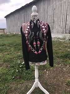 Small Black Pink Horse Show Western Vest Rail Jacket By Show Off