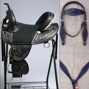 TW15PA442BK HILASON TREELESS WESTERN TRAIL BARREL RACING SADDLE BRIDLE COLLAR 18