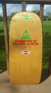 Vintage skateboard deck NOS Sims 8-wheeler signed by Lonnie Toft 1970's Rare