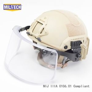 DE M/L Deluxe LVL IIIA Maritime Ballistic KEVLAR Bullet Proof Helmet & Visor Set