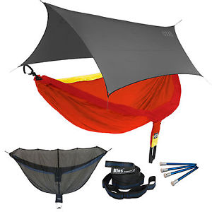 ENO DoubleNest OneLink Sleep System - Sunshine Hammock With Grey Profly