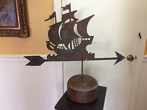 Vintage Ship Sailing Metal Weather Vane Marine Memoribilia Boating Fishing