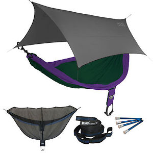 ENO SingleNest OneLink Sleep System -Purple/Forest Hammock w/ Grey Profly