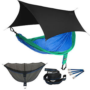 ENO SingleNest OneLink Sleep System - Royal/Emerald Hammock w/ Black Profly