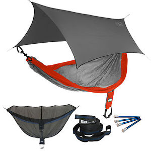 ENO SingleNest OneLink Sleep System - Orange/Grey Hammock With Grey Profly