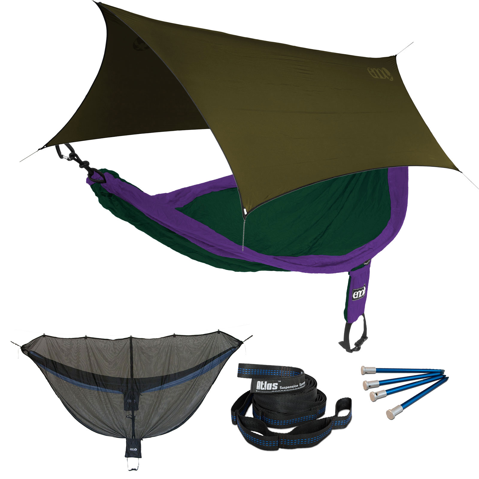 ENO SingleNest OneLink Sleep System -Purple/Forest Hammock w/ Olive Profly