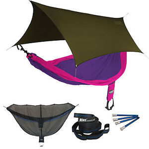 ENO SingleNest OneLink Sleep System - Purple/Fuchsia Hammock With Olive Profly