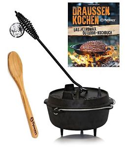 Petromax Dutch Oven mit Deckelheber,Kochbuch und Kochlöffel Ft1-Ft18 zur Auswahl