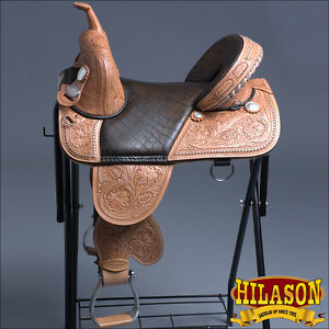 CLASSIC SERIES HILASON TREELESS WESTERN TRAIL BARREL RACING LEATHER SADDLE 15"