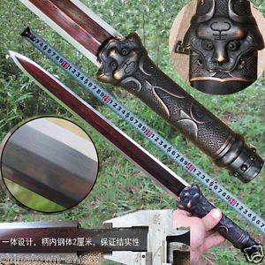 Evil spirits Tiger Short sword Camping Knives Hand Forged Steel sharp blade#0046