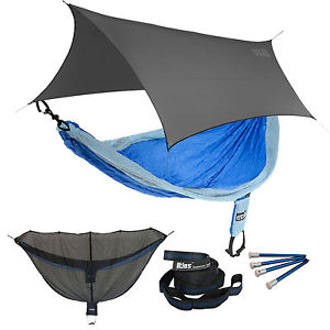 ENO SingleNest OneLink Sleep System - Powder/Royal Hammock With Grey Profly