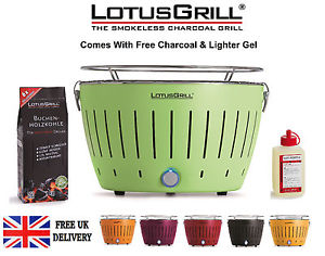 Lotus Grill Green Portable Smokeless Charcoal Grill Barbecue BBQ