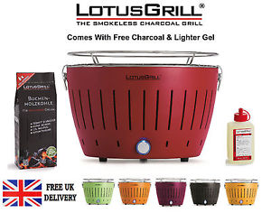 Lotus Grill Red Portable Smokeless Charcoal Grill Barbecue BBQ