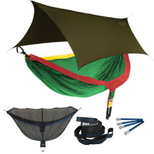 Eagles Nest ENO DoubleNest OneLink Combo - Rasta Hammock+Olive Profly