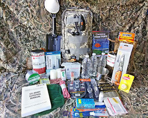 Emergency Disaster Kit Water Filter Survival Manual. First Aid - Free Bonus Food