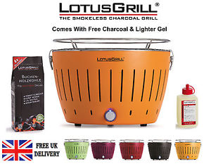 Lotus Grill Orange Portable Smokeless Charcoal Grill Barbecue BBQ