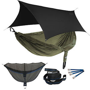 ENO DoubleNest OneLink Sleep System - Olive/Olive Hammock With Black Profly