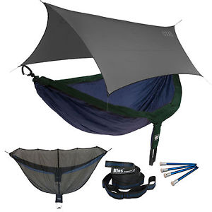 ENO DoubleNest OneLink Sleep System - Navy/Forest Hammock w/ Grey Profly