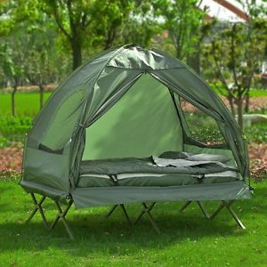 SoBuy® Feldbett,4in1-Zelt mit Campingliege,Schlafsack,2 Personen,OGS32-L-GR