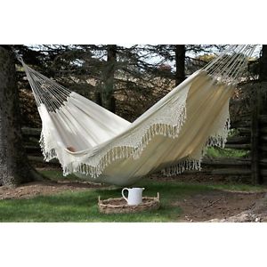 Double Person Deluxe Hammock Natural Outdoor Portable Fabric Brazilian Cotton