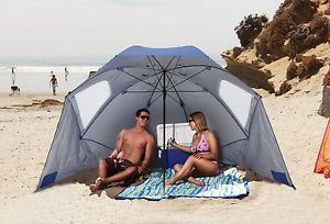 X-Large Rugged Outdoor Canopy Umbrella Portable All Weather Canopy Steel Blue