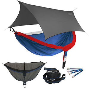 ENO DoubleNest OneLink Sleep System - Patriot Hammock With Grey Profly