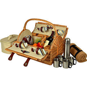 Picnic at Ascot Yorkshire Willow Picnic Basket with Outdoor Accessorie NEW