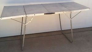 VINTAGE Aluminum FOLDING CAMPING Table "SUITCASE" Shasta Canned Ham Trailer