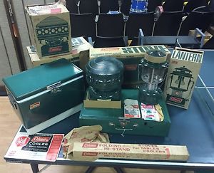 VINTAGE COLEMAN CAMP GEAR PACKAGE.! AWESOME LOOK! SOME NOS?