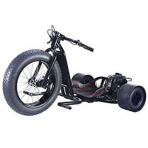 Black 49cc Gas ScooterX Mini Drifter Drift Trike Go Kart 30 mph 3 Wheeler PVC