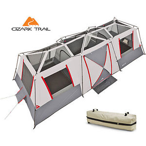 Ozark Trail 15 Person Instant Cabin Camping Tent Large 3 Room Family Split Base