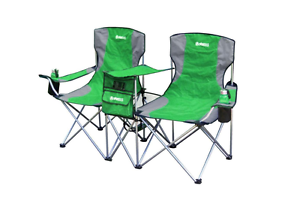 Green Camping Chair - Camp Outdoor Sit Side By Side Double Seat Folding Padded