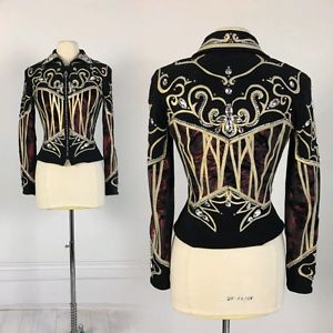 Dardar8 Designs Equestrain Show Shirt jacket showmanship horse black gold S M