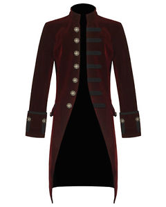 pentagramme Giacca da uomo Rosso velluto nero gotico steampunk Vittoriano