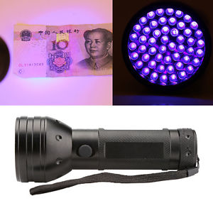 UV Ultra Violet 51 LED Flashlight Blacklight Detector Aluminum Torch Light Lamp