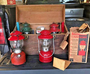 4 Coleman Kerosene Lanterns w/ carry case original box and instructions