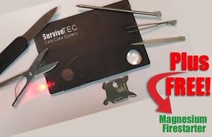 Bulk buy 4 resaleCredit Card Survival Multi Tool Rescue Fire Starter & LED Light