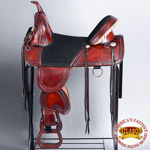 CLASSIC SERIES HILASON TREELESS WESTERN TRAIL BARREL RACING LEATHER SADDLE 16"