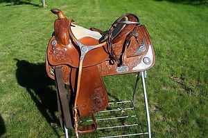 Circle Y Western Pleasure Show Saddle w/ Bridle & Breast Plate 16"