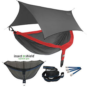 ENO DoubleNest OneLink Sleep System Red/Charcoal Hammock w/ Insect Shield Profly