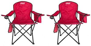 2-Pack Coleman Cooler Quad Chairs With Built-In Cooler Red | 2 x 2000020264