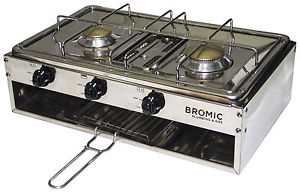 Steel 2 Burner Gas Cooker with Grill Caravan Camping Camping Hiking